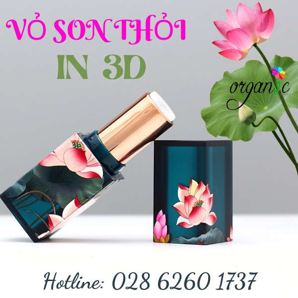 VỎ SON HANDMADE (IN 3D - MÀU XANH HOA SEN HỒNG)