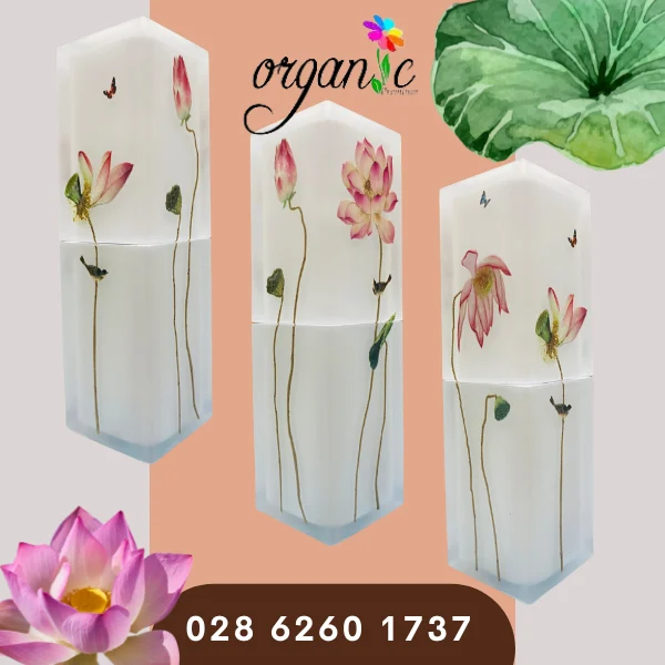 VỎ SON HANDMADE (IN 3D - MÀU TRẮNG HOA SEN) 