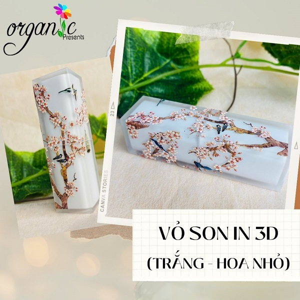 VỎ SON HANDMADE (IN 3D - MÀU TRẮNG HOA NHỎ)