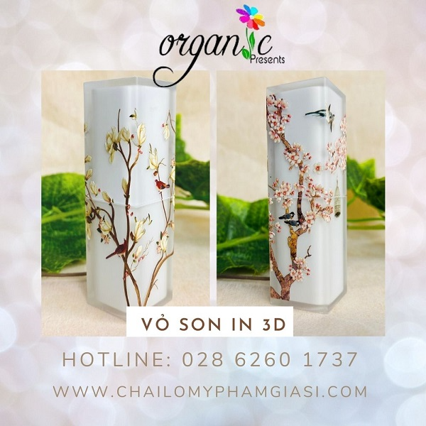 VỎ SON HANDMADE (IN 3D - MÀU TRẮNG HOA NHỎ)