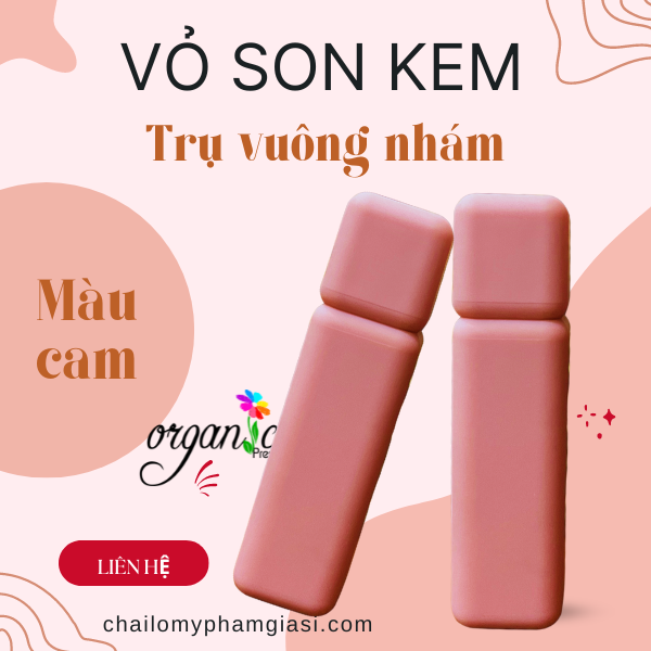 VỎ SON KEM (TRỤ VUÔNG NHÁM - MÀU CAM) 
