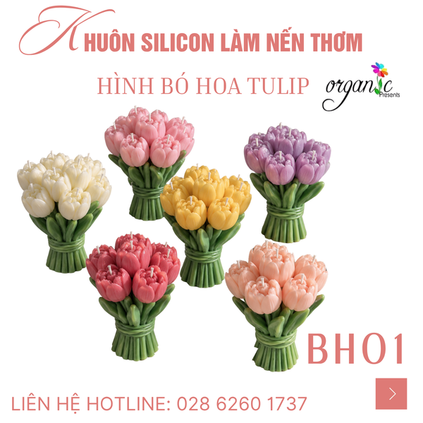 KHUÔN SILICON LÀM NẾN THƠM HÌNH BÓ HOA TULIP (BH01)