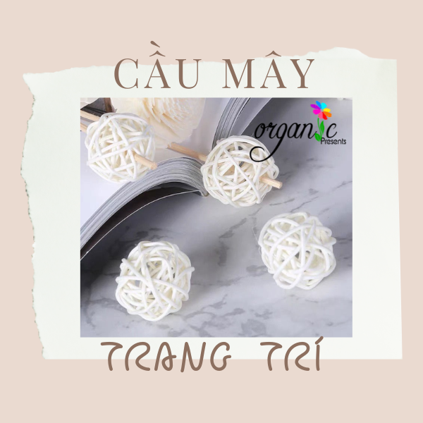QUẢ CẦU MÂY TRANG TRÍ QUE KHUẾCH TÁN (MÀU TRẮNG) 