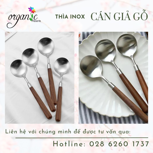 THÌA INOX CÁN GIẢ GỖ DÙNG TẠO HÌNH HOA NẾN NGHỆ THUẬT