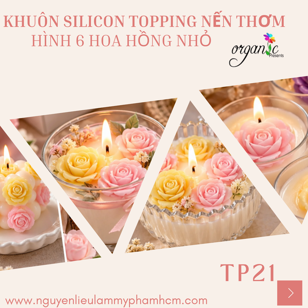 KHUÔN SILICON TOPPING HÌNH 6 HOA HỒNG NHỎ (TP21)