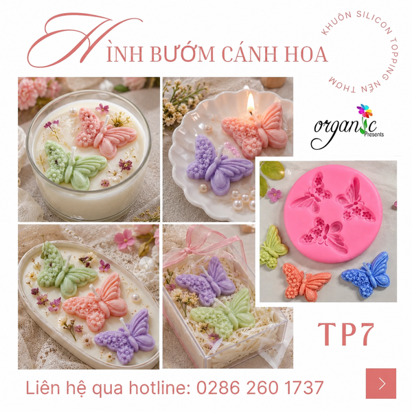 KHUÔN SILICON TOPPING HÌNH BƯỚM CÁNH HOA (TP7)