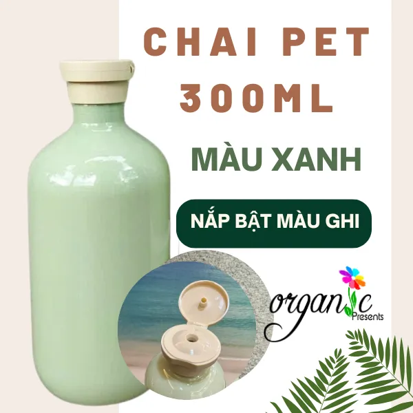 CHAI PET 300ML XANH (NẮP BẬT MÀU GHI)