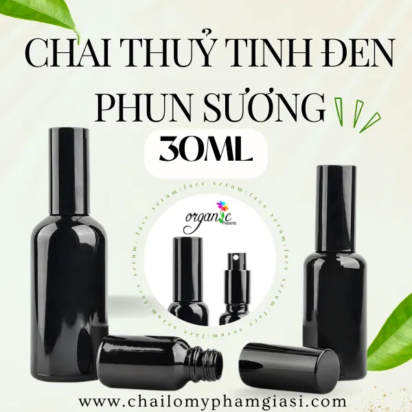 CHAI THUỶ TINH ĐEN PHUN SƯƠNG CAO CẤP