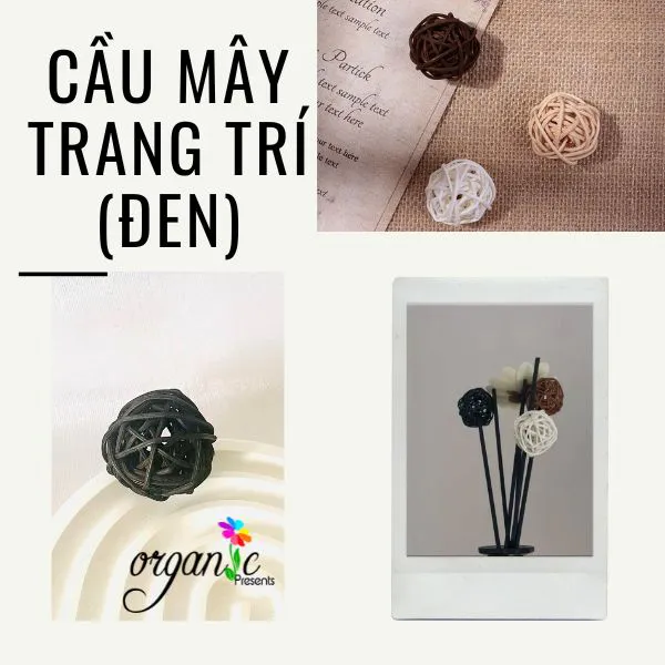 QUẢ CẦU MÂY TRANG TRÍ QUE KHUẾCH TÁN (MÀU ĐEN)