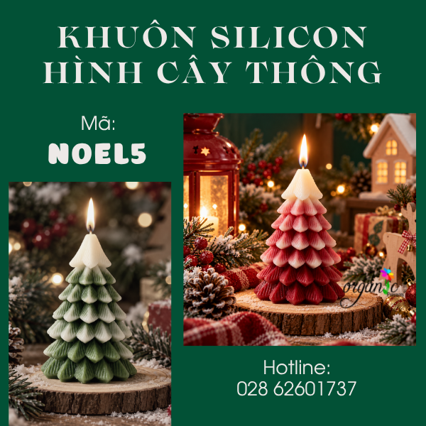 KHUÔN SILICON LÀM ĐẾ NẾN TEALIGHT HÌNH CÂY THÔNG (NOEL5)