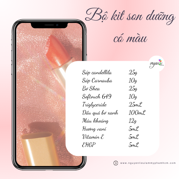 [KHỞI NGHIỆP] BỘ KIT LÀM 30 THỎI SON DƯỠNG MÔI CÓ MÀU (KHÔNG DÙNG KHUÔN)