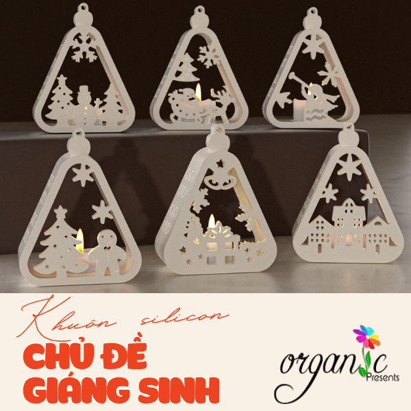 KHUÔN SILICON HÌNH TAM GIÁC ĐẶT NẾN TEALGHT CHỦ ĐỀ GIÁNG SINH (NOEL1)