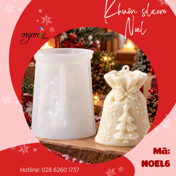 KHUÔN SILICON LÀM ĐẾ NẾN TEALIGHT HÌNH TÚI QUÀ (NOEL6)