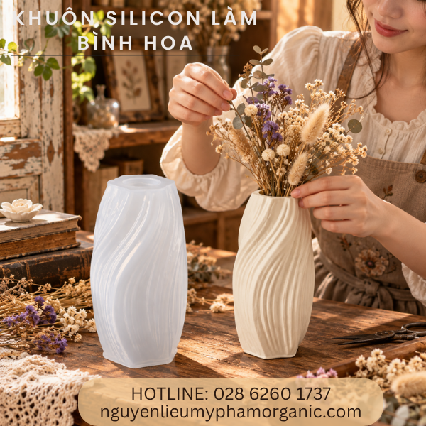 KHUÔN SILICONE LÀM BÌNH HOA GỢN SÓNG (BH04)