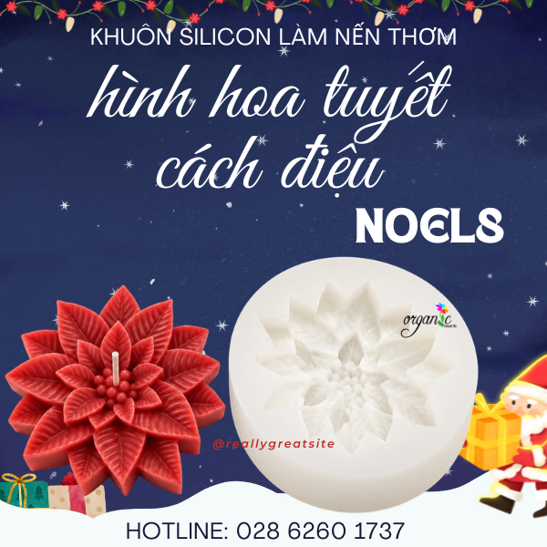 KHUÔN SILICON LÀM NẾN THƠM HÌNH HOA GIÁNG SINH CÁCH ĐIỆU (NOEL8)