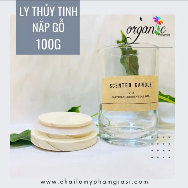 LY THỦY TINH NHỎ ĐỰNG NẾN THƠM 100G (NẮP GỖ)