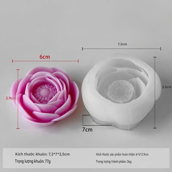 KHUÔN SILICON LÀM NẾN THƠM HÌNH HOA HỒNG TRÀ (H28)