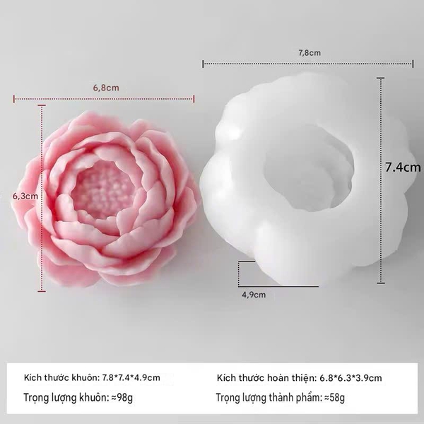 KHUÔN SILICON LÀM NẾN THƠM HÌNH HOA MẪU ĐƠN 3 (H30)