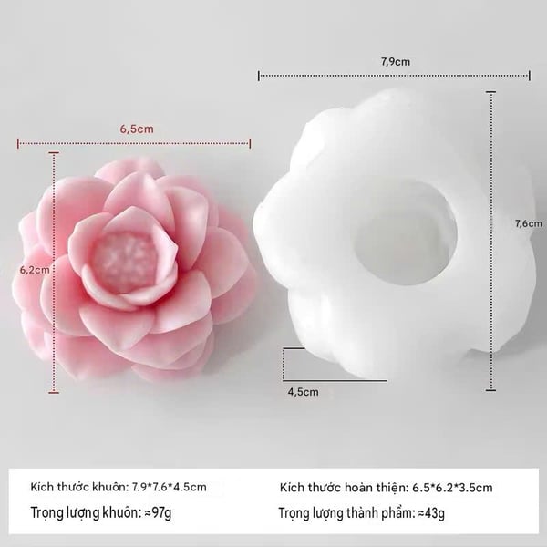 KHUÔN SILICON LÀM NẾN THƠM HÌNH HOA HỒNG TRÀ 2 (H31)