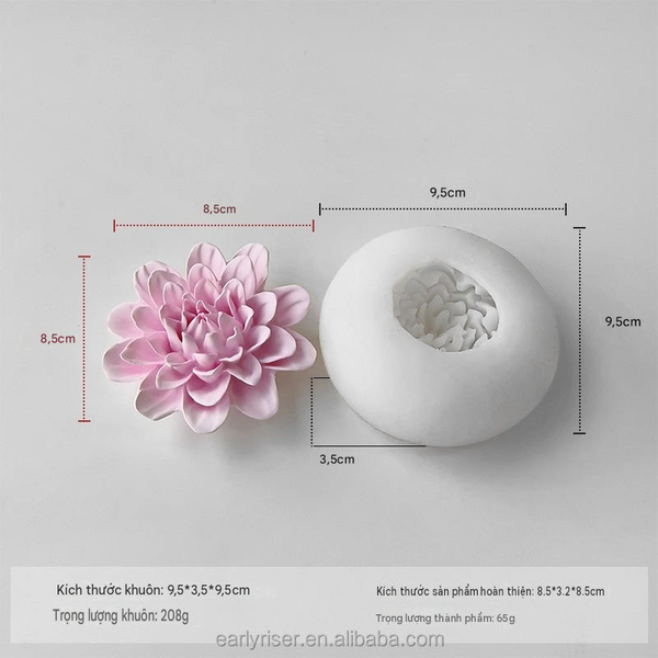 KHUÔN SILICON LÀM NẾN THƠM HÌNH HOA THƯỢC DƯỢC 2 (H38)