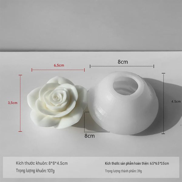 KHUÔN SILICON LÀM NẾN THƠM HÌNH HOA HỒNG 8 (H41)