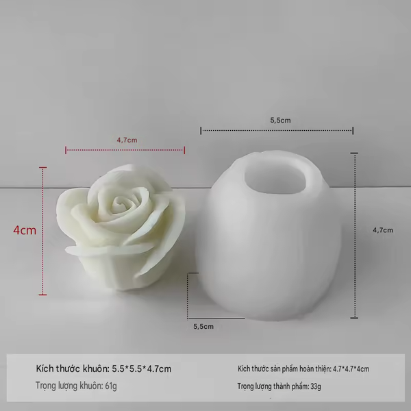 KHUÔN SILICON LÀM NẾN THƠM HÌNH HOA HỒNG 9 (H42)