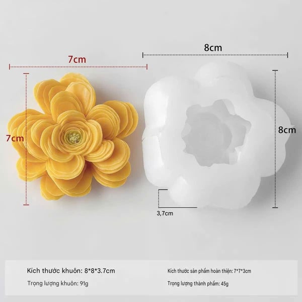 KHUÔN SILICON LÀM NẾN THƠM HÌNH HOA CÚC MAO LƯƠNG (H45)