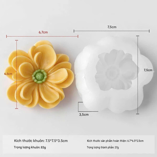 KHUÔN SILICON LÀM NẾN THƠM HÌNH HOA CÚC CÁNH TRÒN (H46)