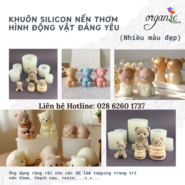 KHUÔN SILICON LÀM NẾN THƠM HÌNH ĐỘNG VẬT (ĐA DẠNG NHIỀU MẪU)