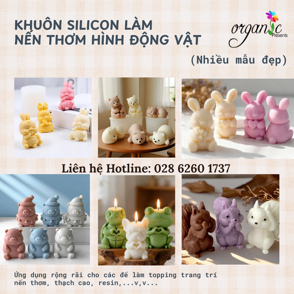 KHUÔN SILICON LÀM NẾN THƠM HÌNH ĐỘNG VẬT (ĐA DẠNG NHIỀU MẪU)