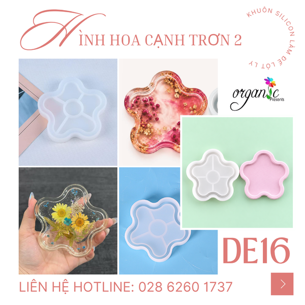 KHUÔN SILICON LÀM ĐẾ LÓT LY (HÌNH HOA CẠNH TRƠN 2 - DE16)