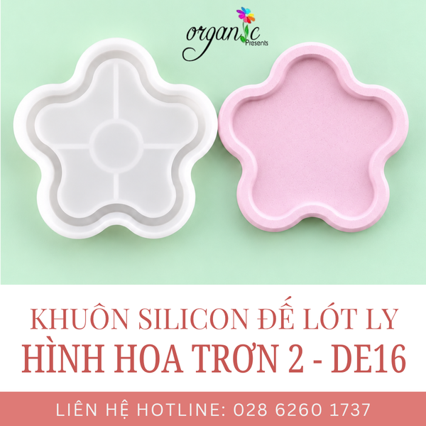 KHUÔN SILICON LÀM ĐẾ LÓT LY (HÌNH HOA CẠNH TRƠN 2 - DE16)