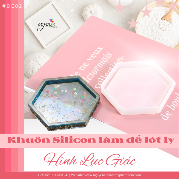 KHUÔN SILICON LÀM ĐẾ LÓT LY (HÌNH LỤC GIÁC - DE02)