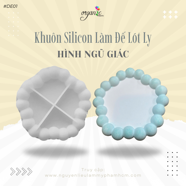 KHUÔN SILICON LÀM ĐẾ LÓT LY (HÌNH NGŨ GIÁC - DE01)