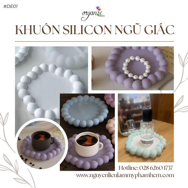 KHUÔN SILICON LÀM ĐẾ LÓT LY (HÌNH NGŨ GIÁC - DE01)