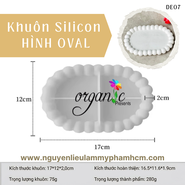 KHUÔN SILICON LÀM ĐẾ LÓT LY (HÌNH OVAL - DE07)