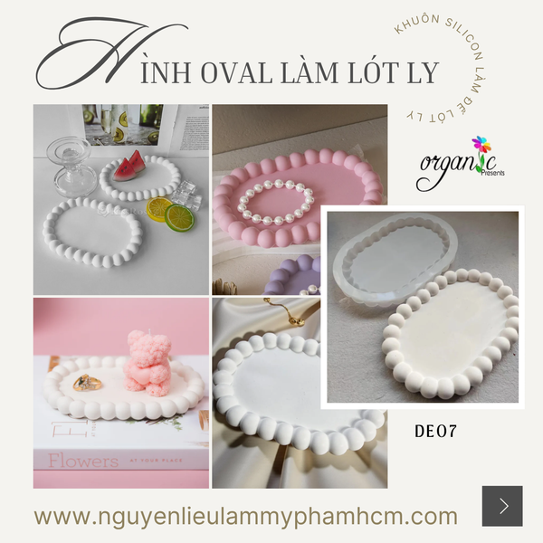 KHUÔN SILICON LÀM ĐẾ LÓT LY (HÌNH OVAL - DE07)