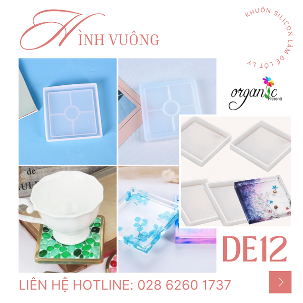 KHUÔN SILICON LÀM ĐẾ LÓT LY (HÌNH VUÔNG - DE12)