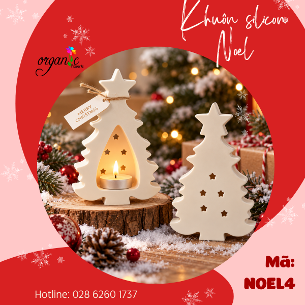KHUÔN SILICON LÀM ĐẾ NẾN TEALIGHT HÌNH CÂY THÔNG NOEL (NOEL4)