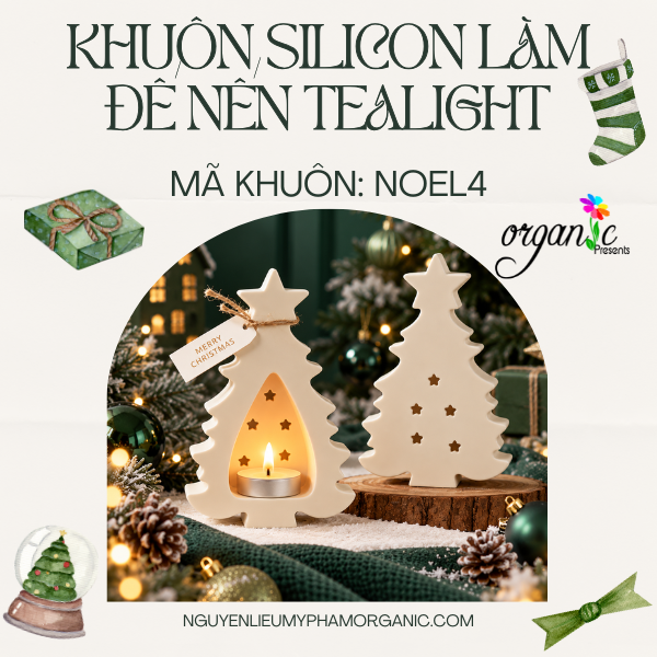 KHUÔN SILICON LÀM ĐẾ NẾN TEALIGHT HÌNH CÂY THÔNG NOEL (NOEL4)