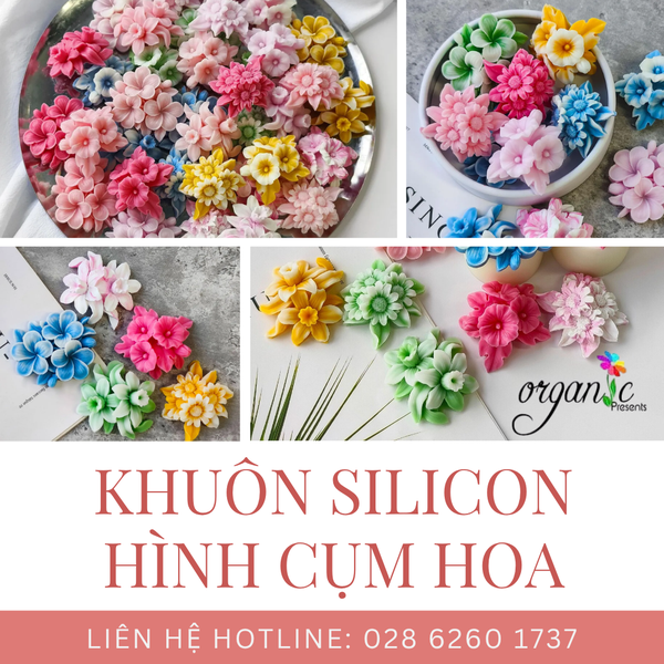 KHUÔN SILICON LÀM NẾN THƠM HÌNH CỤM HOA MINI