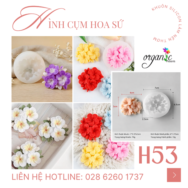KHUÔN SILICON LÀM NẾN THƠM HÌNH CỤM HOA MINI