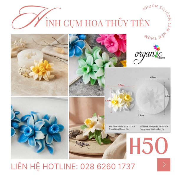 KHUÔN SILICON LÀM NẾN THƠM HÌNH CỤM HOA MINI