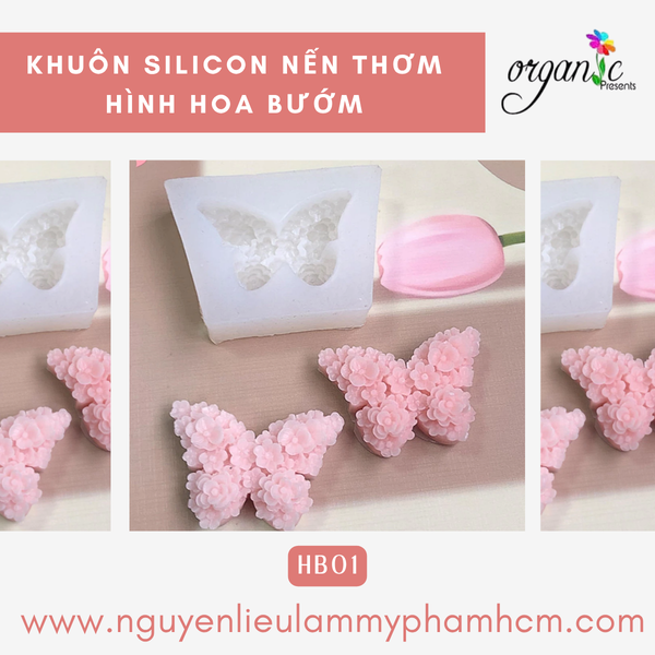 KHUÔN SILICON LÀM NẾN THƠM HÌNH HOA BƯỚM (HB01)