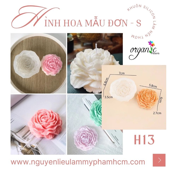 KHUÔN SILICON LÀM NẾN THƠM HÌNH HOA MẪU ĐƠN (H13)