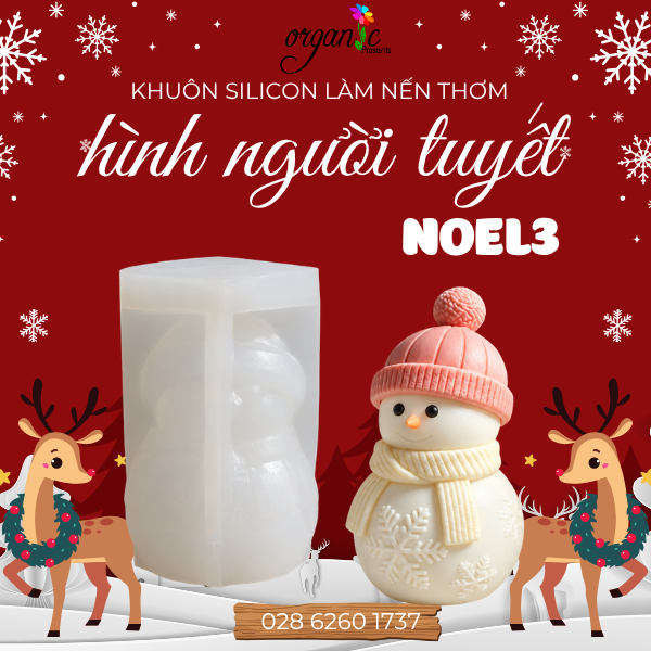 KHUÔN SILICON LÀM NẾN THƠM HÌNH NGƯỜI TUYẾT (NOEL3)