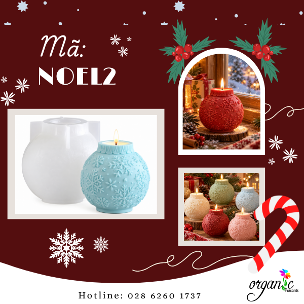 KHUÔN SILICON LÀM NẾN THƠM HÌNH QUẢ CHÂU GIÁNG SINH (NOEL2)