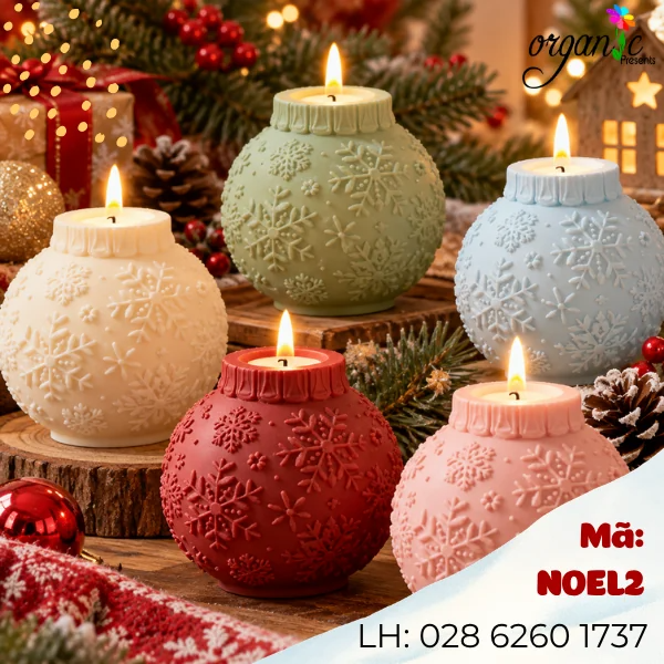 KHUÔN SILICON LÀM NẾN THƠM HÌNH QUẢ CHÂU GIÁNG SINH (NOEL2)