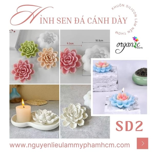 KHUÔN SILICON LÀM NẾN THƠM HÌNH SEN ĐÁ 2 (SD2)