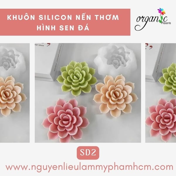 KHUÔN SILICON LÀM NẾN THƠM HÌNH SEN ĐÁ 2 (SD2)